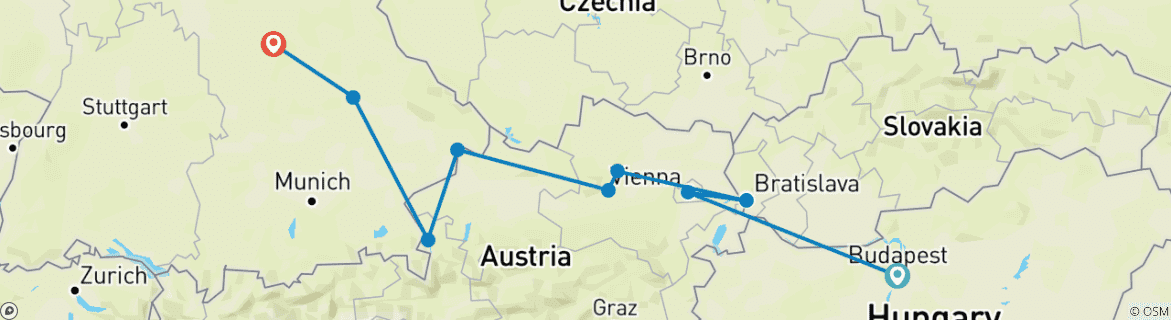 Image d'une carte montrant l'itinéraire du circuit