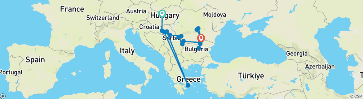 Karte mit der Reiseroute