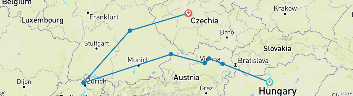 Karte mit der Reiseroute