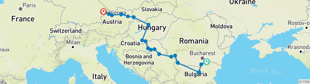 Karte mit der Reiseroute