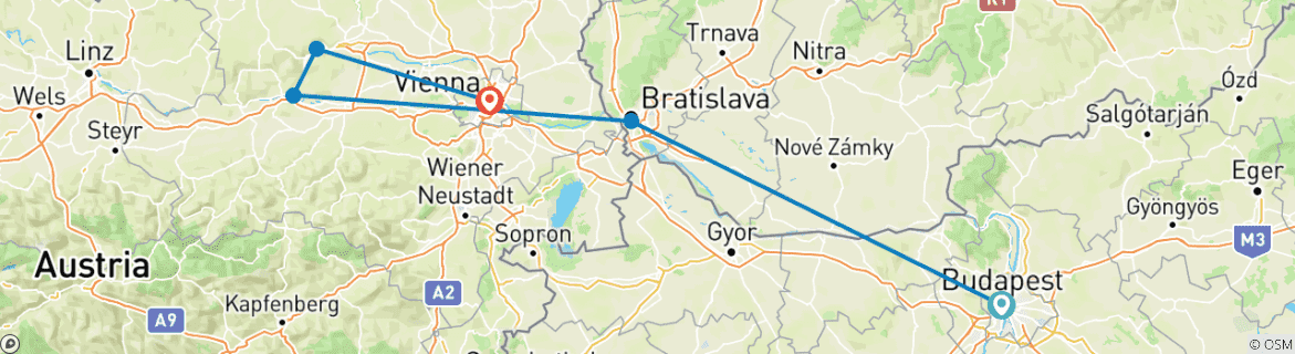 Image d'une carte montrant l'itinéraire du circuit