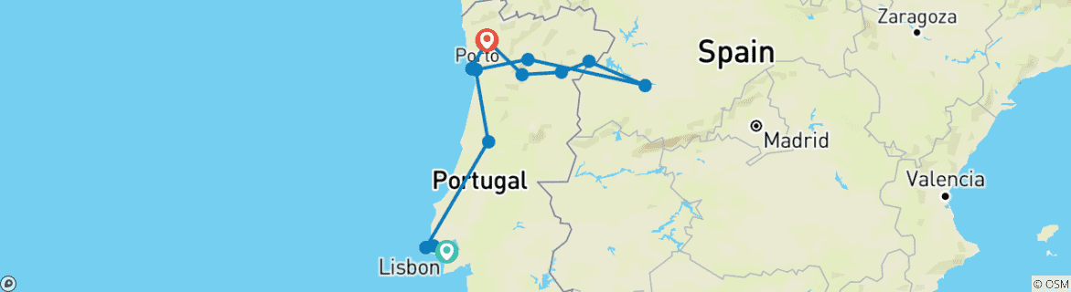 Image d'une carte montrant l'itinéraire du circuit