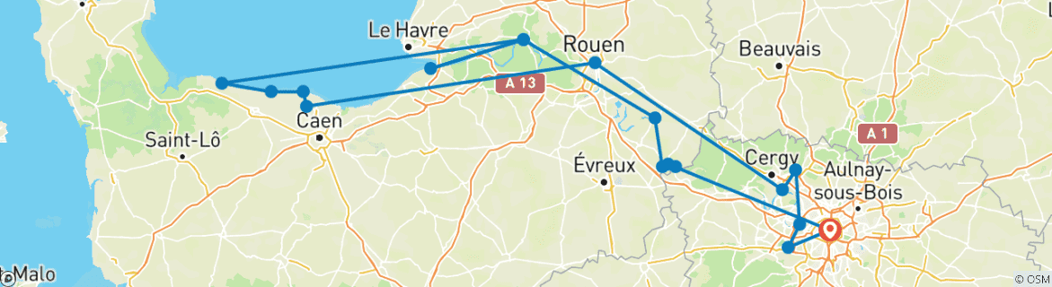 Karte mit der Reiseroute