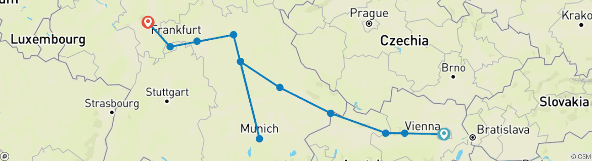 Image d'une carte montrant l'itinéraire du circuit