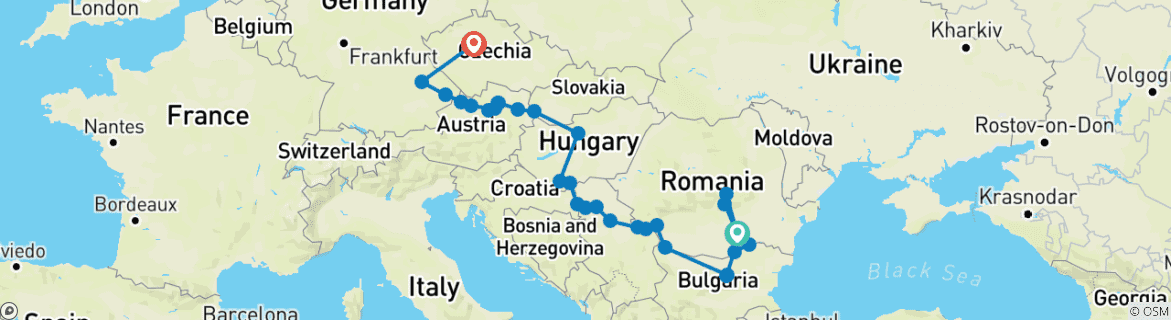 Karte mit der Reiseroute