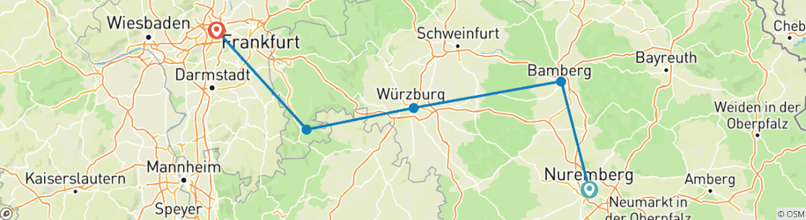 Image d'une carte montrant l'itinéraire du circuit