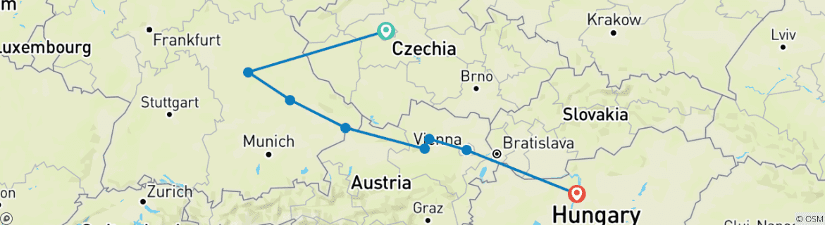 Foto van een kaart met de route van de rondreis