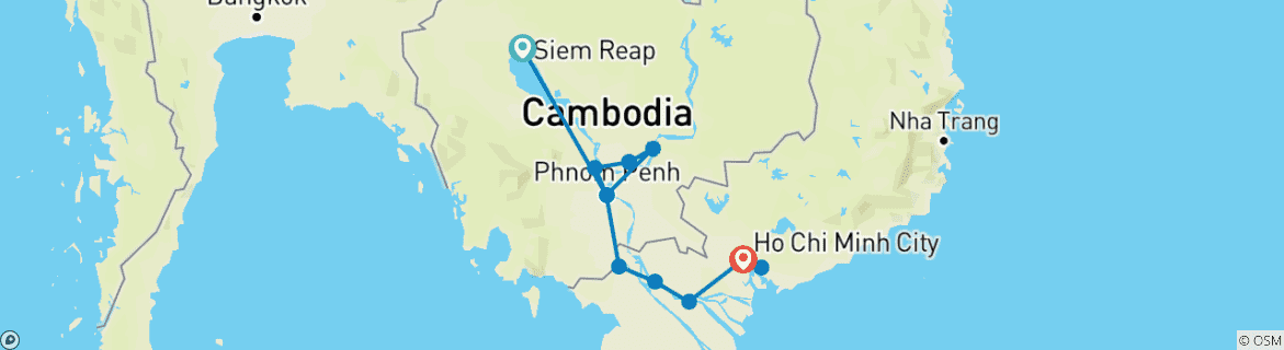 Foto van een kaart met de route van de rondreis