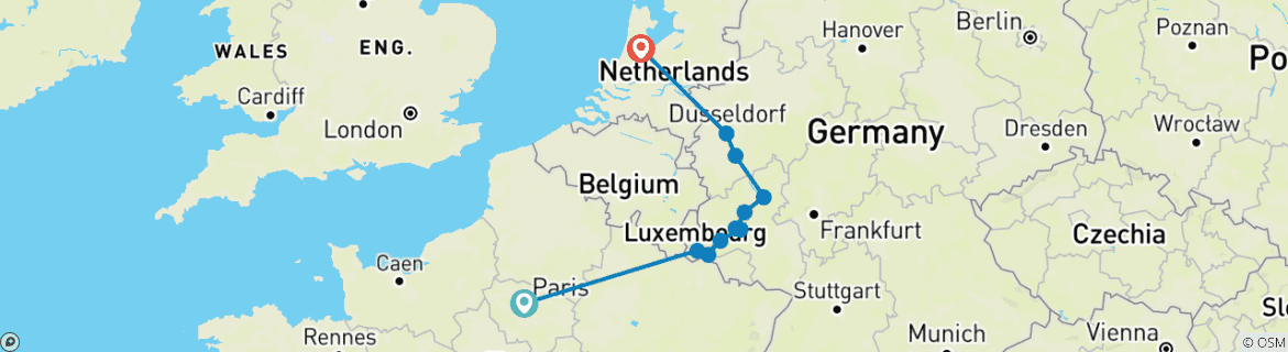 Image d'une carte montrant l'itinéraire du circuit