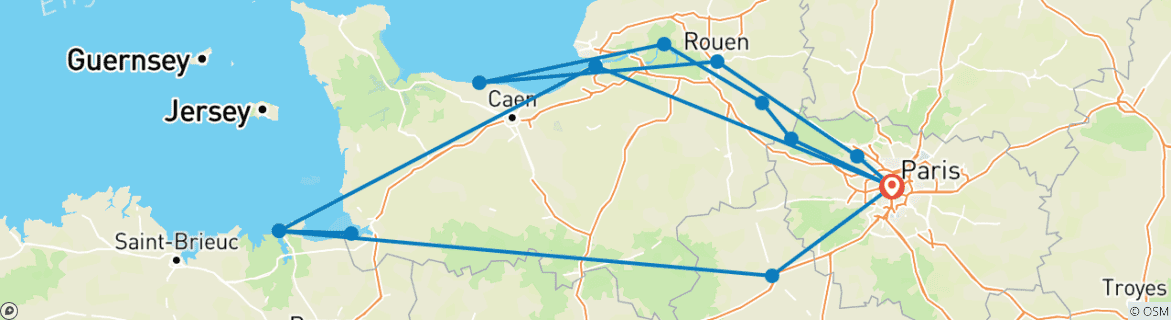 Foto van een kaart met de route van de rondreis