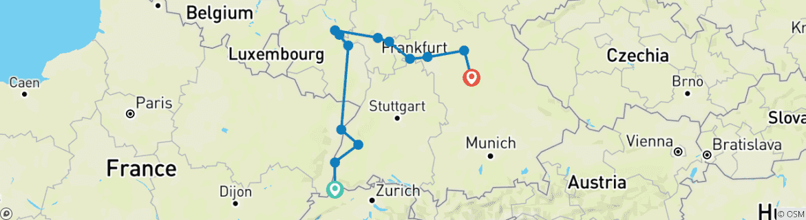 Foto van een kaart met de route van de rondreis