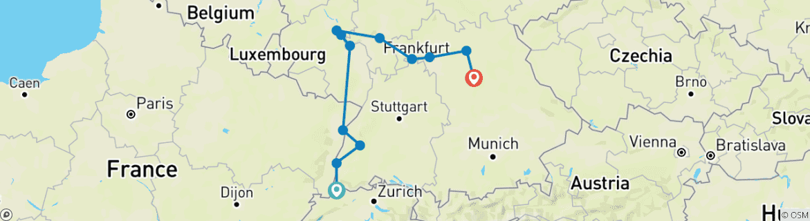 Foto van een kaart met de route van de rondreis