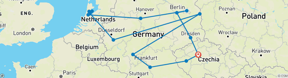 Image d'une carte montrant l'itinéraire du circuit