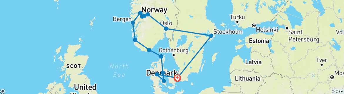 Image d'une carte montrant l'itinéraire du circuit