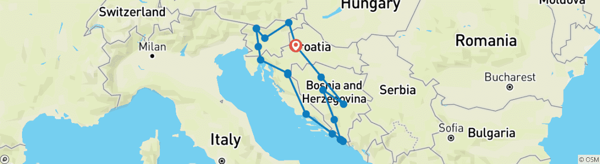 Image d'une carte montrant l'itinéraire du circuit