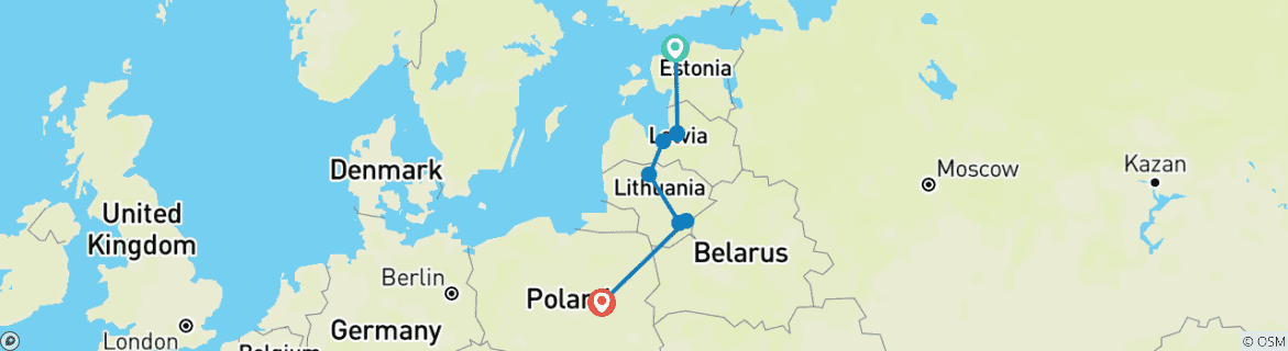 Image d'une carte montrant l'itinéraire du circuit