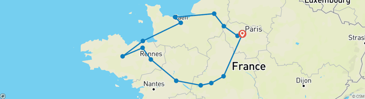 Image d'une carte montrant l'itinéraire du circuit