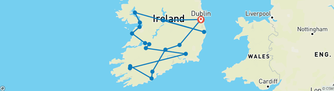 Foto van een kaart met de route van de rondreis