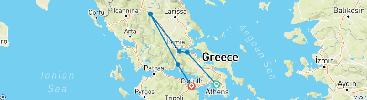 Image d'une carte montrant l'itinéraire du circuit