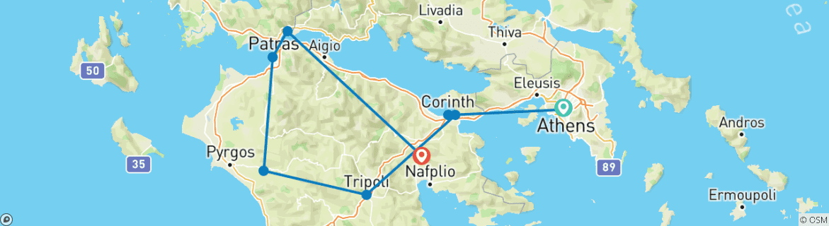 Karte mit der Reiseroute