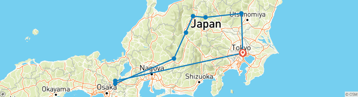 Image d'une carte montrant l'itinéraire du circuit