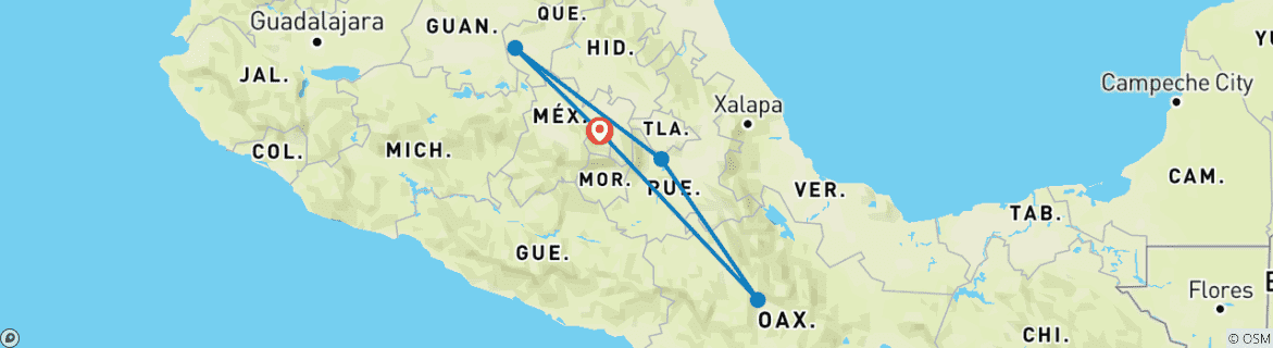 Image d'une carte montrant l'itinéraire du circuit