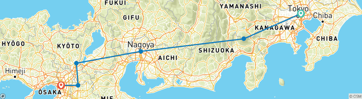 Image d'une carte montrant l'itinéraire du circuit