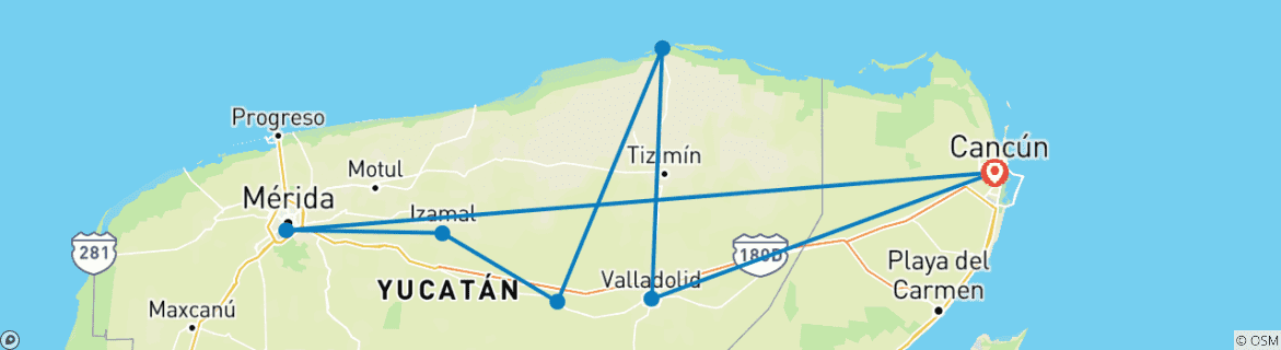 Image d'une carte montrant l'itinéraire du circuit