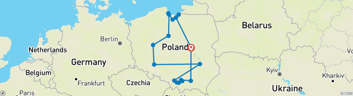 Image d'une carte montrant l'itinéraire du circuit