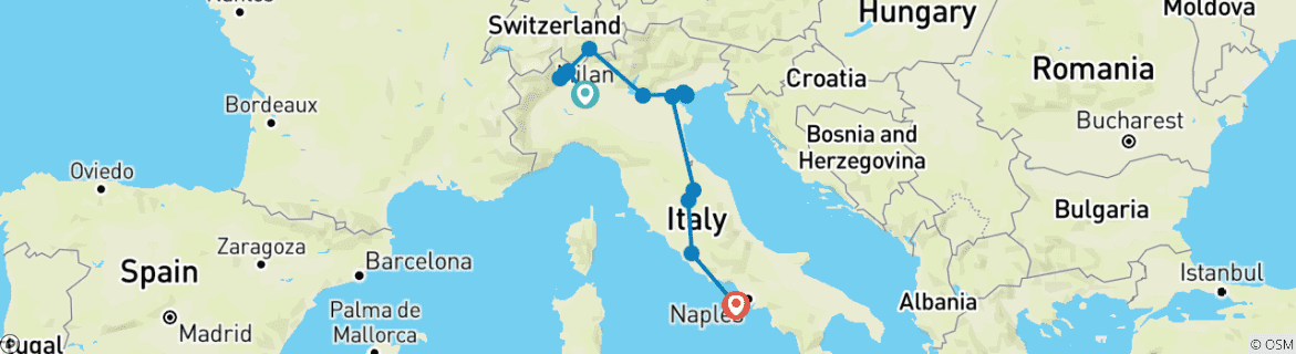 Image d'une carte montrant l'itinéraire du circuit