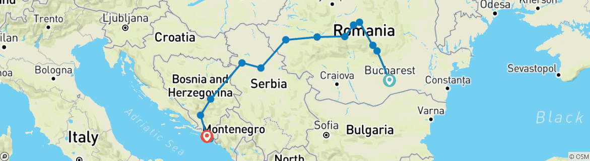 Karte mit der Reiseroute