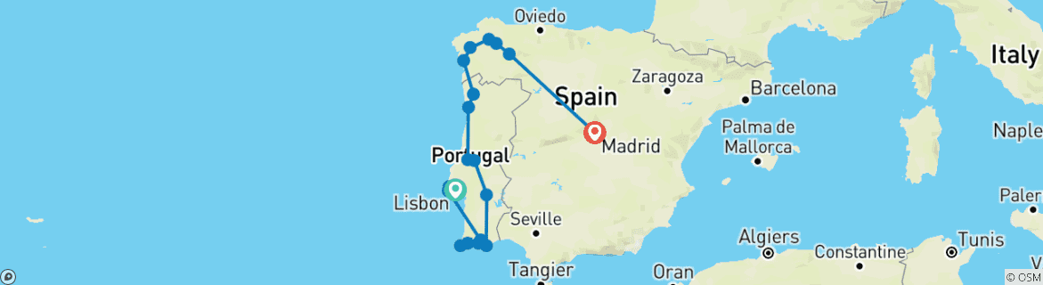 Image d'une carte montrant l'itinéraire du circuit