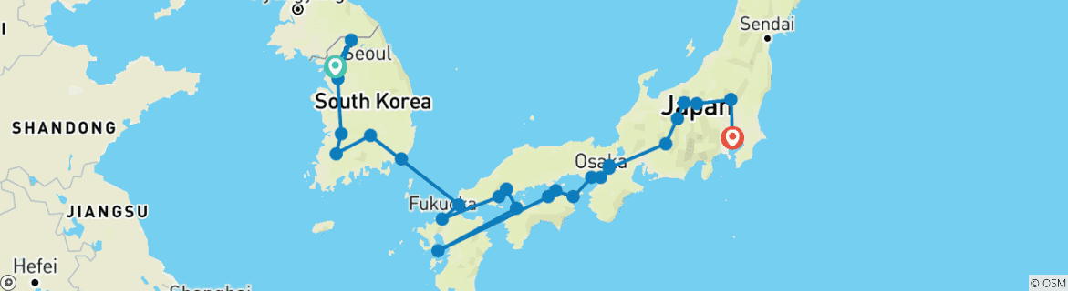 Image d'une carte montrant l'itinéraire du circuit