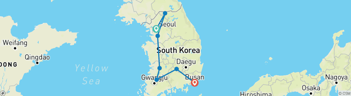 Image d'une carte montrant l'itinéraire du circuit