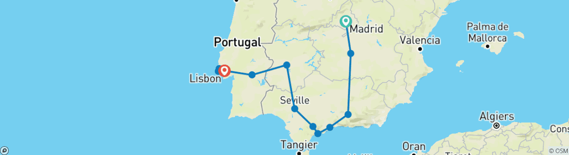 Image d'une carte montrant l'itinéraire du circuit