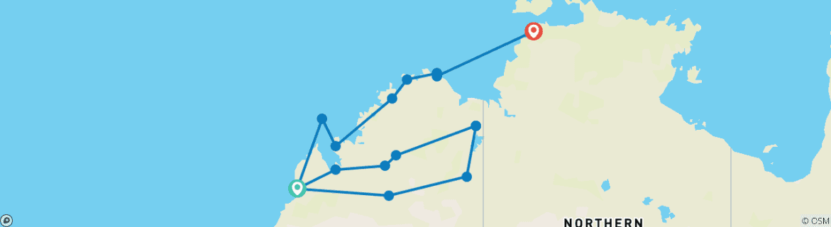 Karte mit der Reiseroute
