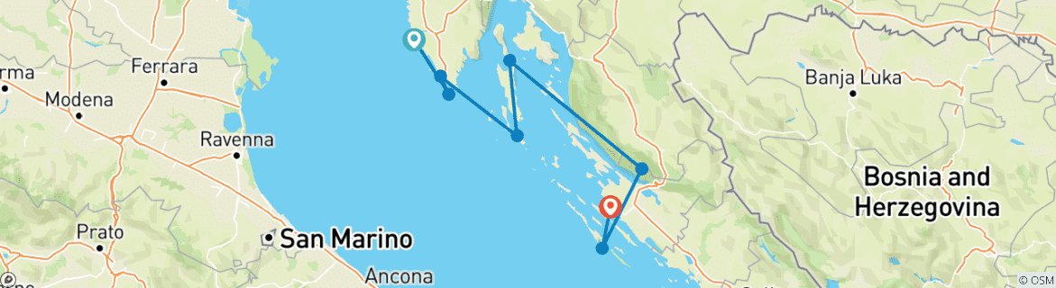 Image d'une carte montrant l'itinéraire du circuit