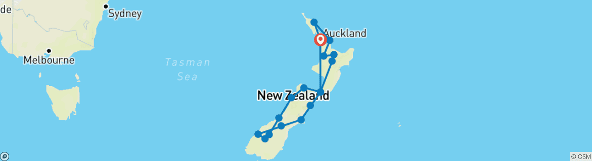 Image d'une carte montrant l'itinéraire du circuit