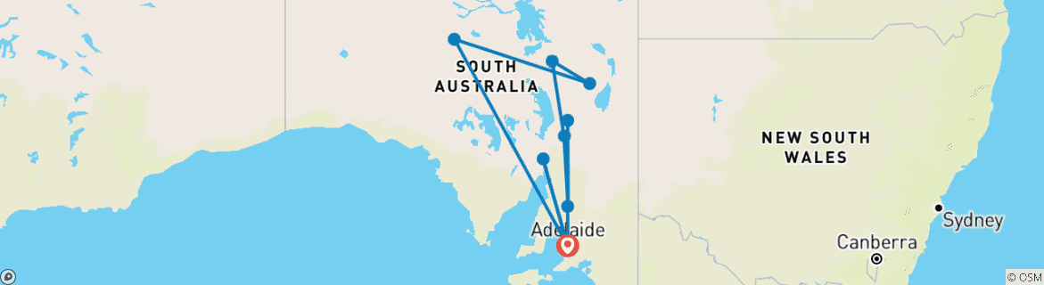 Image d'une carte montrant l'itinéraire du circuit