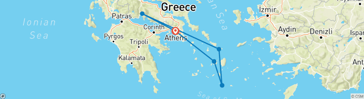 Karte mit der Reiseroute