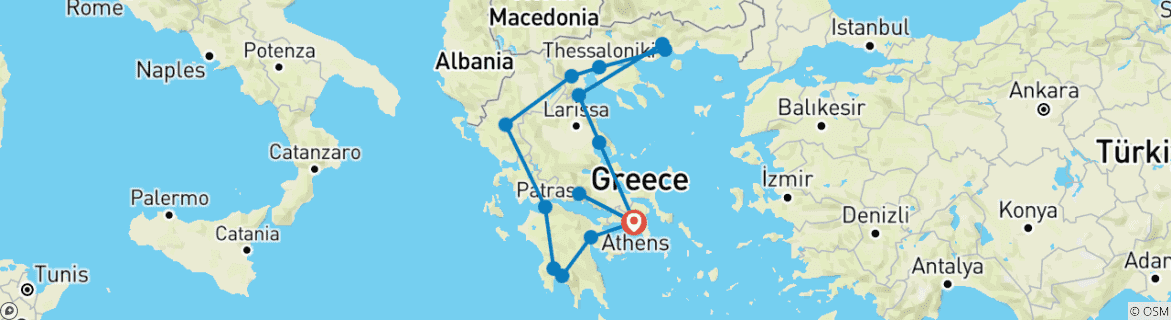 Image d'une carte montrant l'itinéraire du circuit