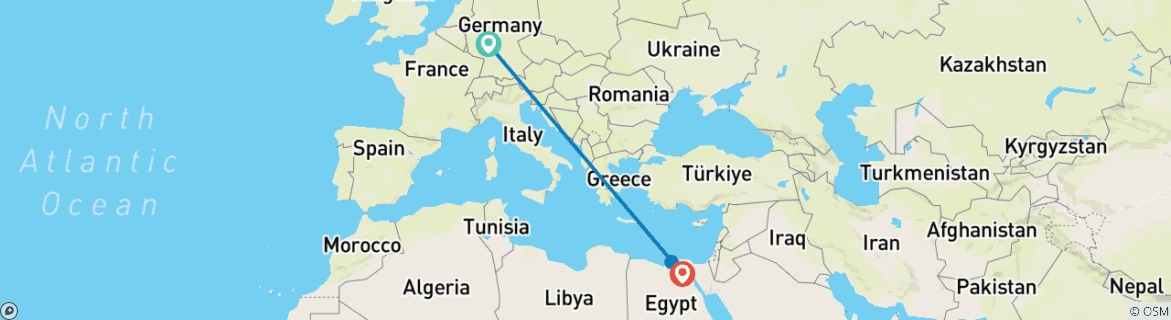 Karte mit der Reiseroute