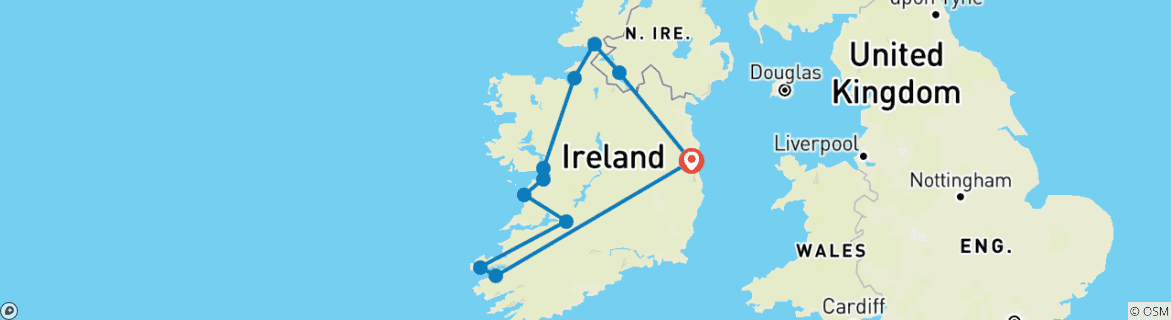 Image d'une carte montrant l'itinéraire du circuit