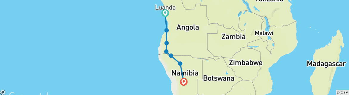 Image d'une carte montrant l'itinéraire du circuit