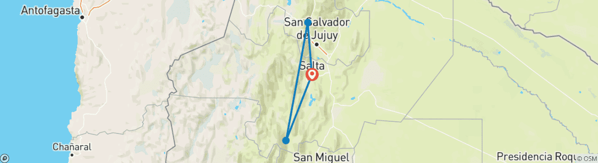 Image d'une carte montrant l'itinéraire du circuit