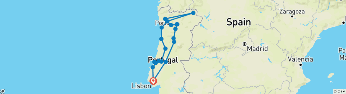 Karte mit der Reiseroute