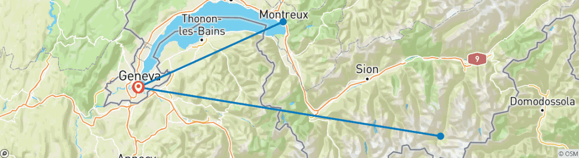 Image d'une carte montrant l'itinéraire du circuit