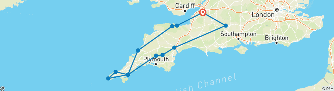 Image d'une carte montrant l'itinéraire du circuit