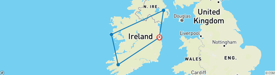 Image d'une carte montrant l'itinéraire du circuit