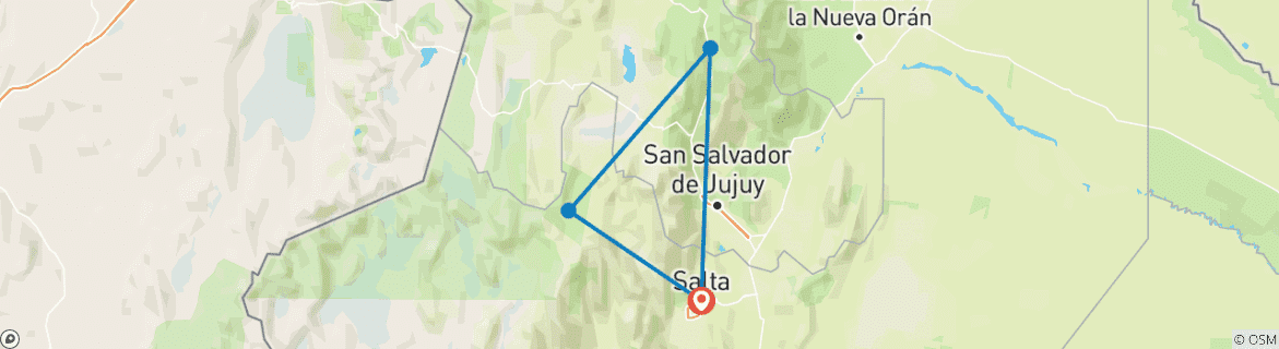 Foto van een kaart met de route van de rondreis